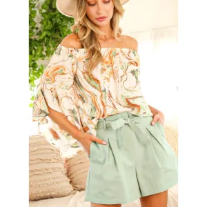 High Waisted Sage Shorts