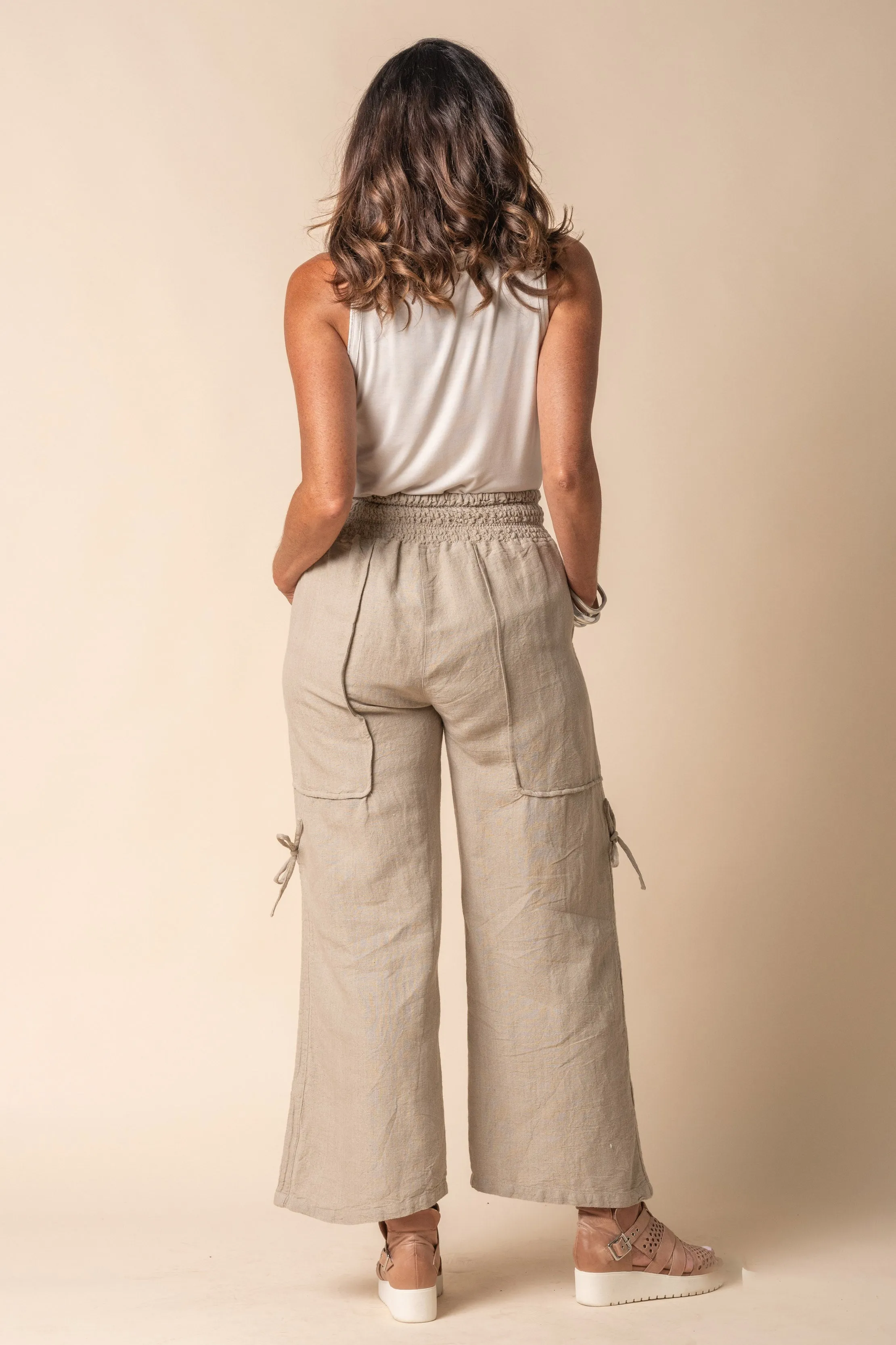 Hugo Linen Blend Pant in Latte