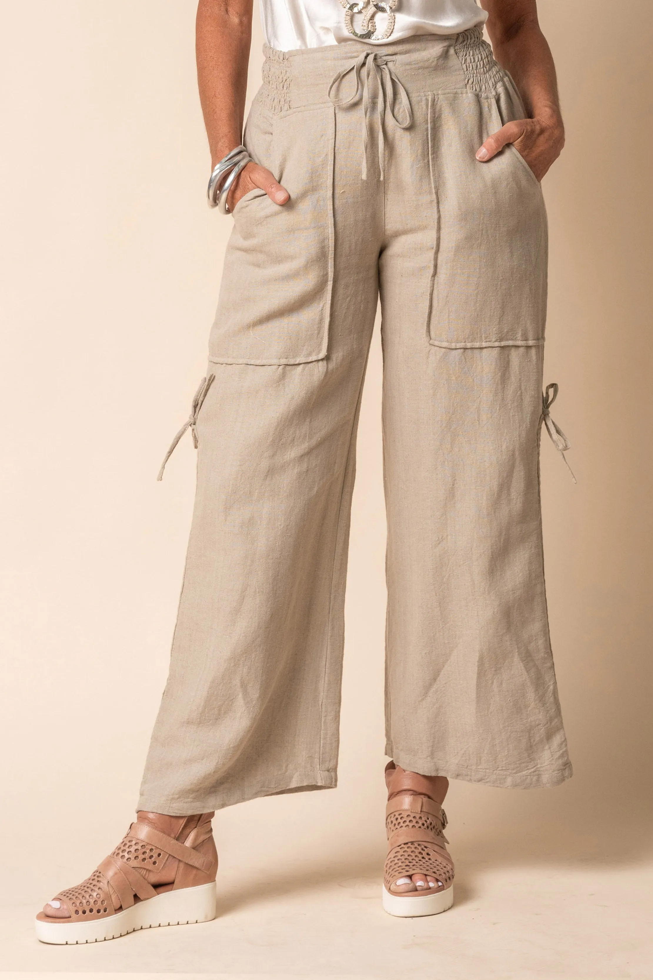 Hugo Linen Blend Pant in Latte