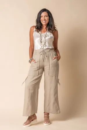 Hugo Linen Blend Pant in Latte