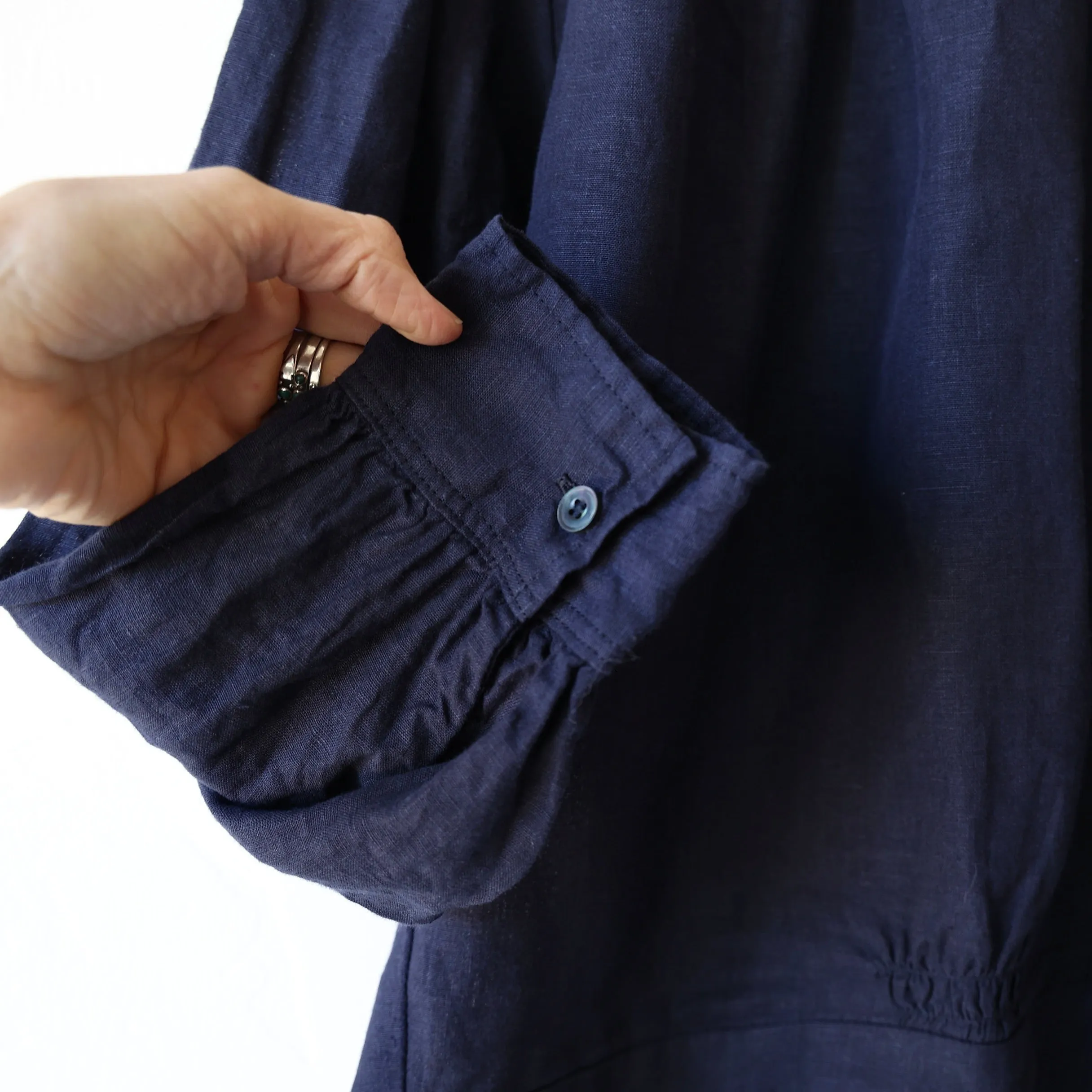 Ichi Antiquités Linen Blouse - Navy