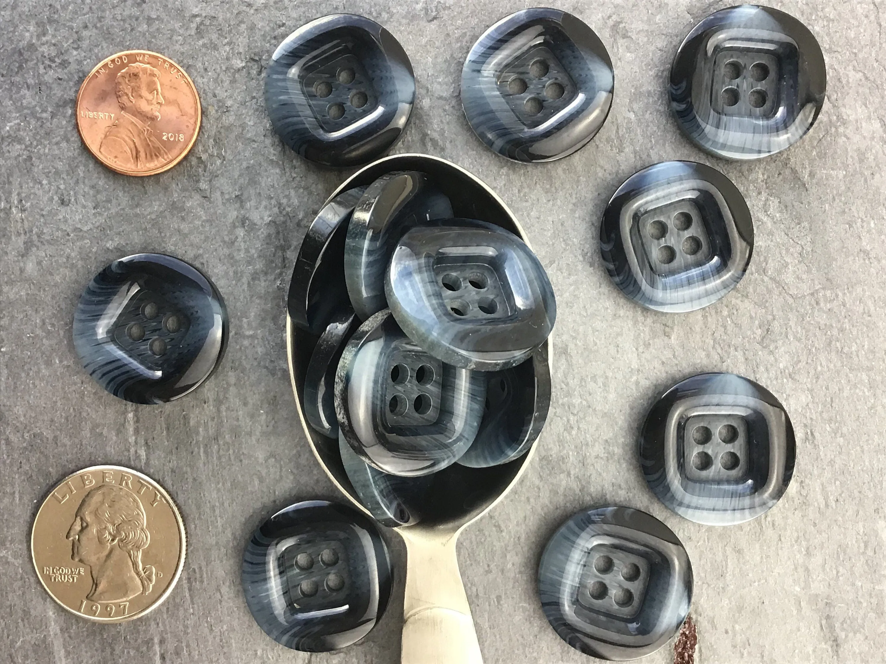 Italian Fancy Button Dark Navy 7/8" Vintage Sewing Button for Clothing / Designer Buttons by the piece & Wholesale 683