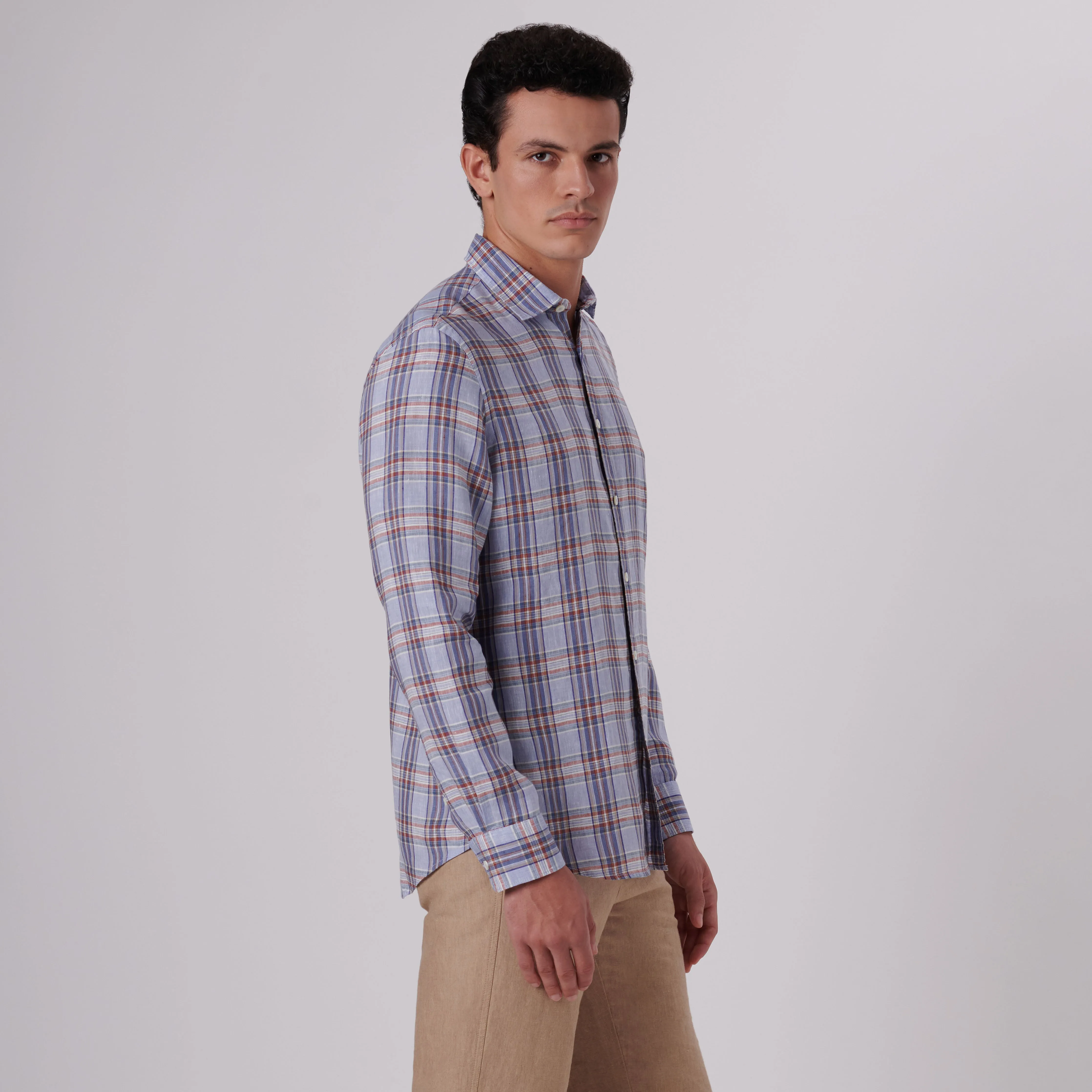 Julian Plaid Check Linen Shirt