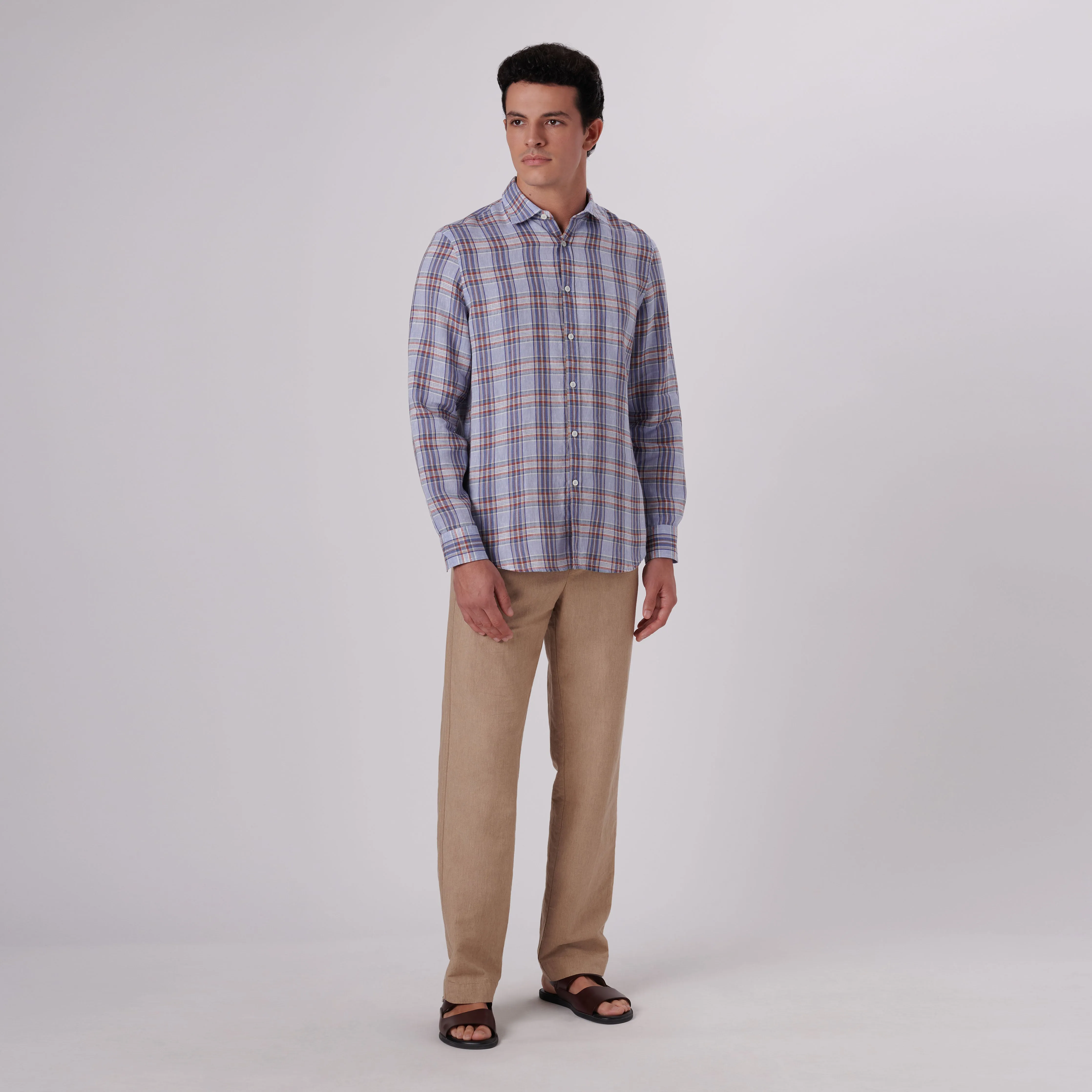 Julian Plaid Check Linen Shirt