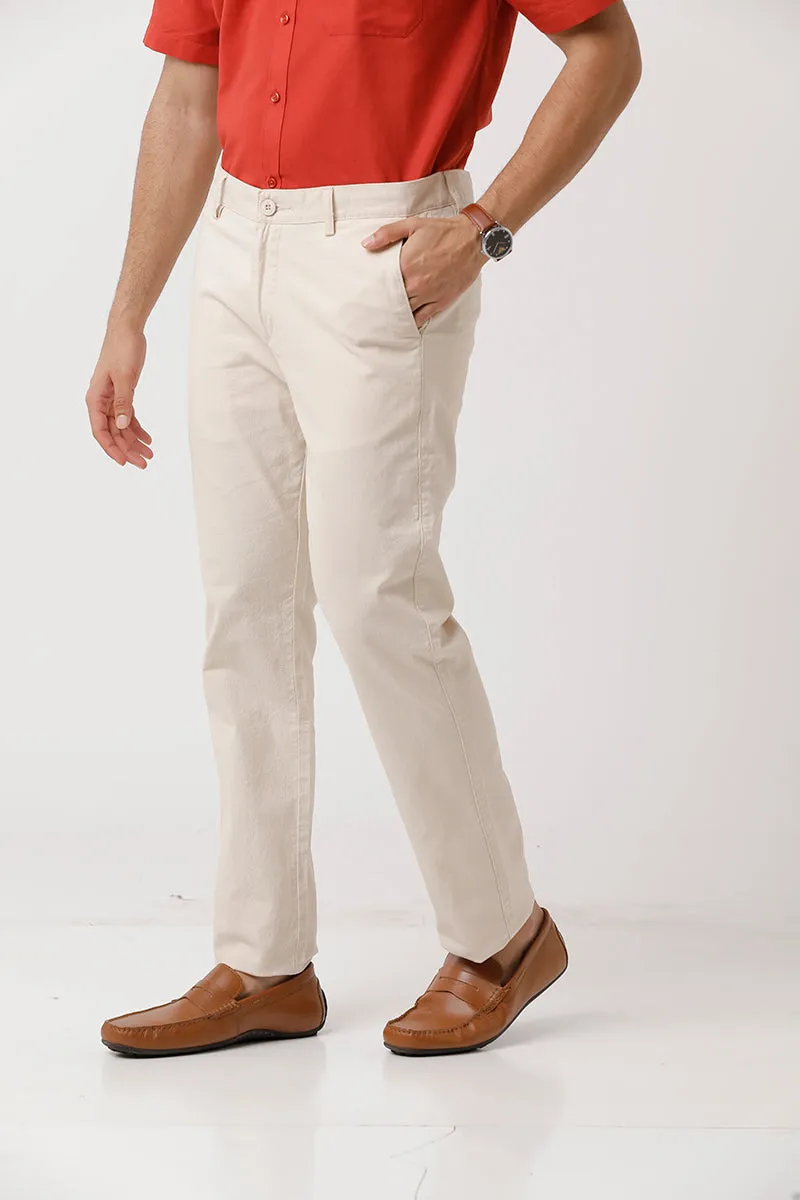 Kansas - Cream White Trouser For Men | Ariser