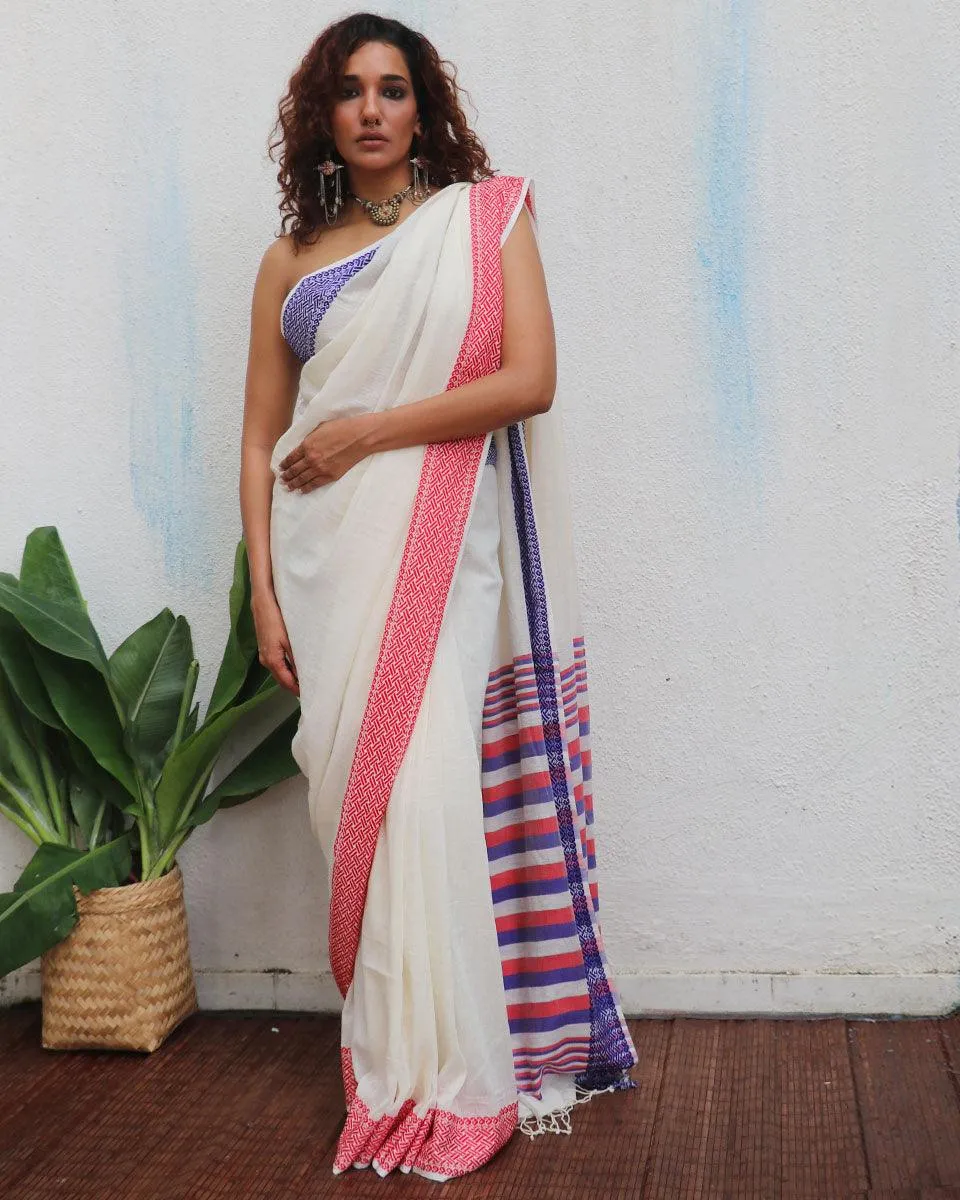 Katyayani Handwoven Linen Cotton Jamdani Saree - Uma