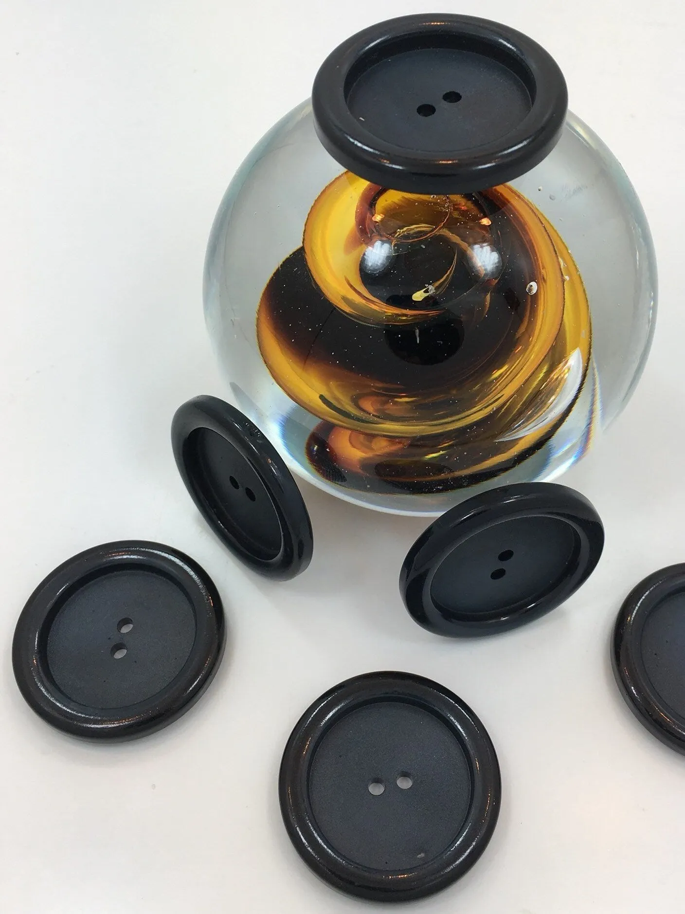 LARGE BLACK Buttons VINTAGE Italian Buttons for Coat / Jacket Buttons / 35mm Black 2 Hole Buttons / 54L Big Buttons Wholesale 505