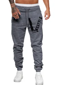 Letter Print Drawstring Elastic Waist Men's Sweatpants