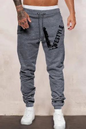 Letter Print Drawstring Elastic Waist Men's Sweatpants