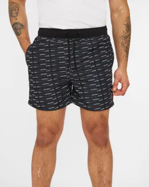 LFC Mens Slogan Print Swim Shorts Black
