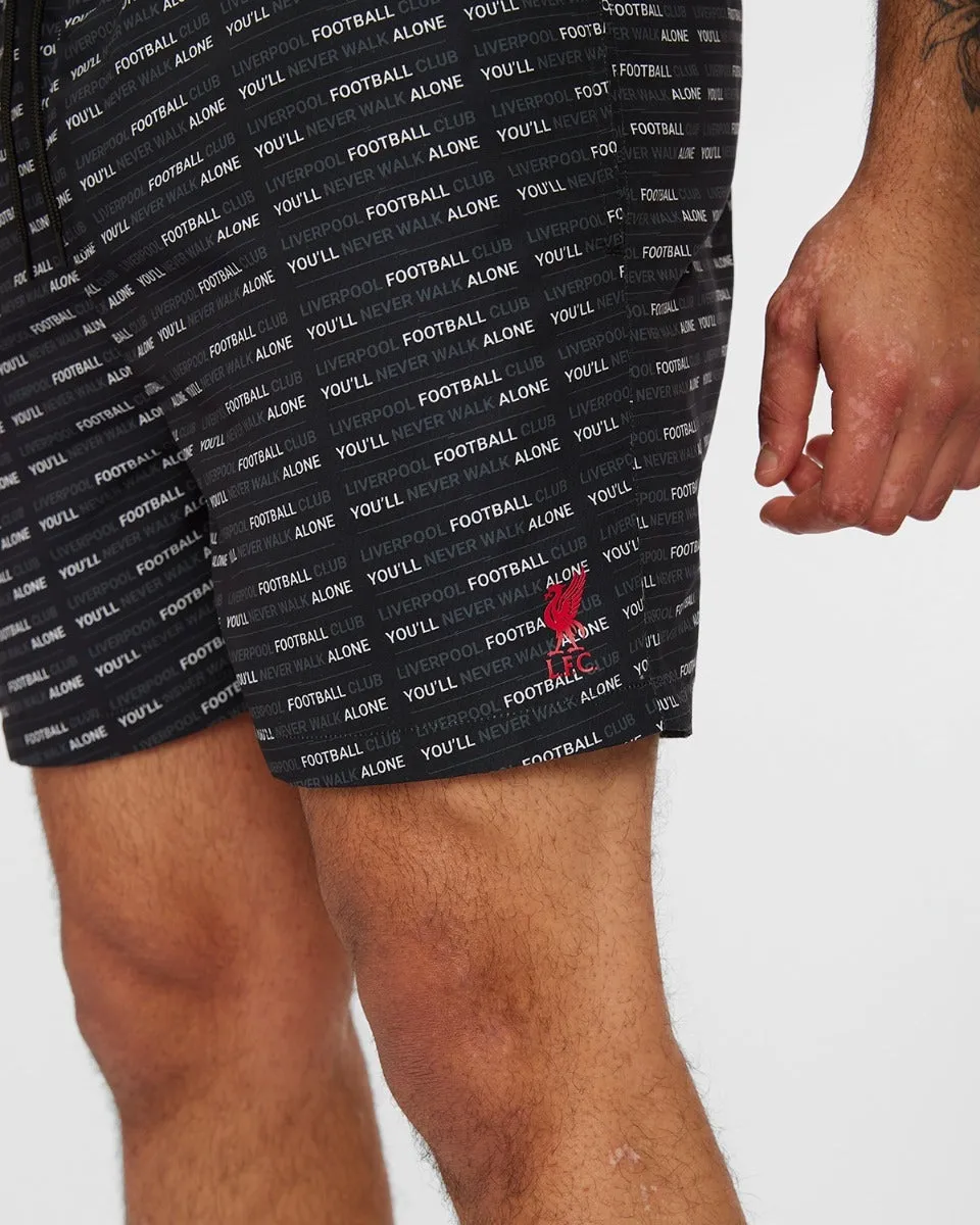 LFC Mens Slogan Print Swim Shorts Black