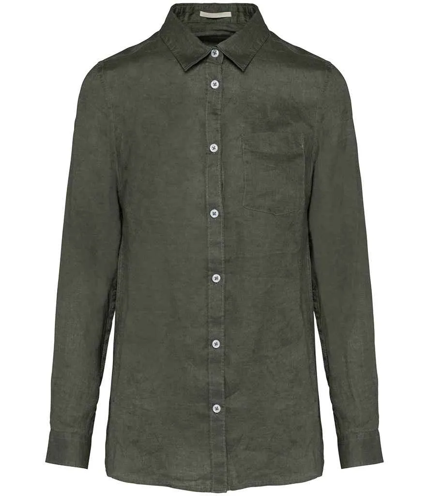 Linen Long Sleeve Shirt: Womens