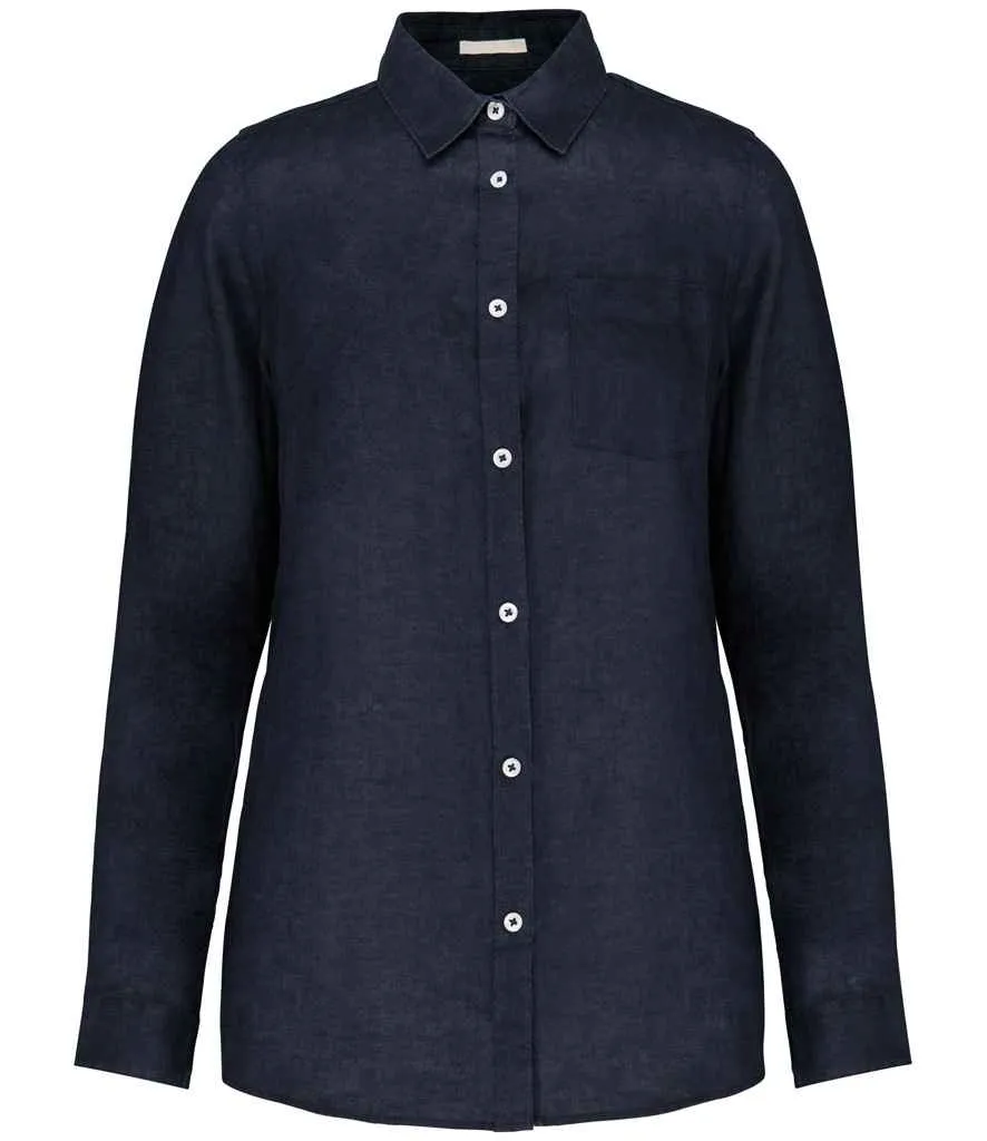 Linen Long Sleeve Shirt: Womens