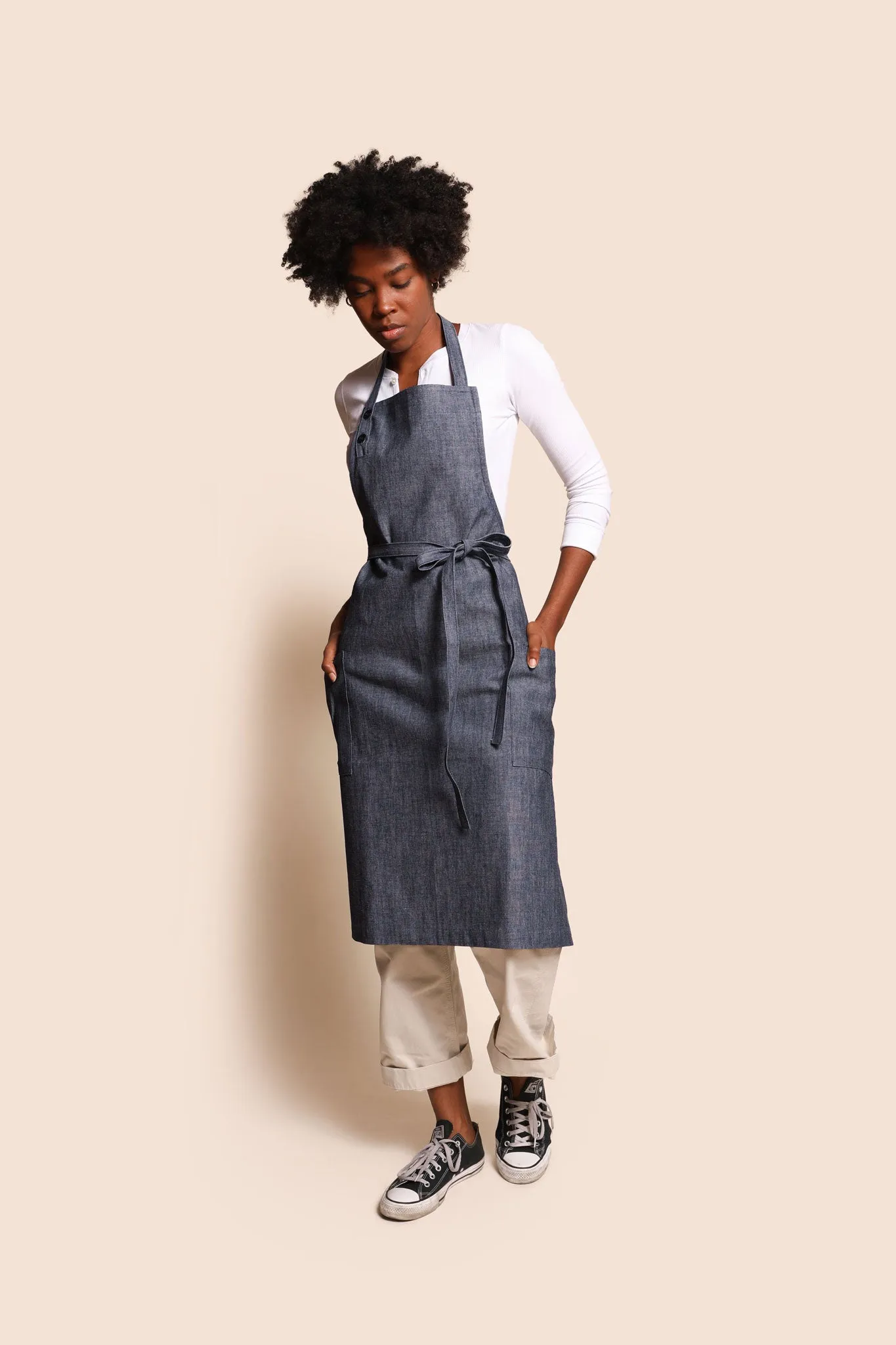 Lyon Bib Apron ⏤ Charcoal Blue