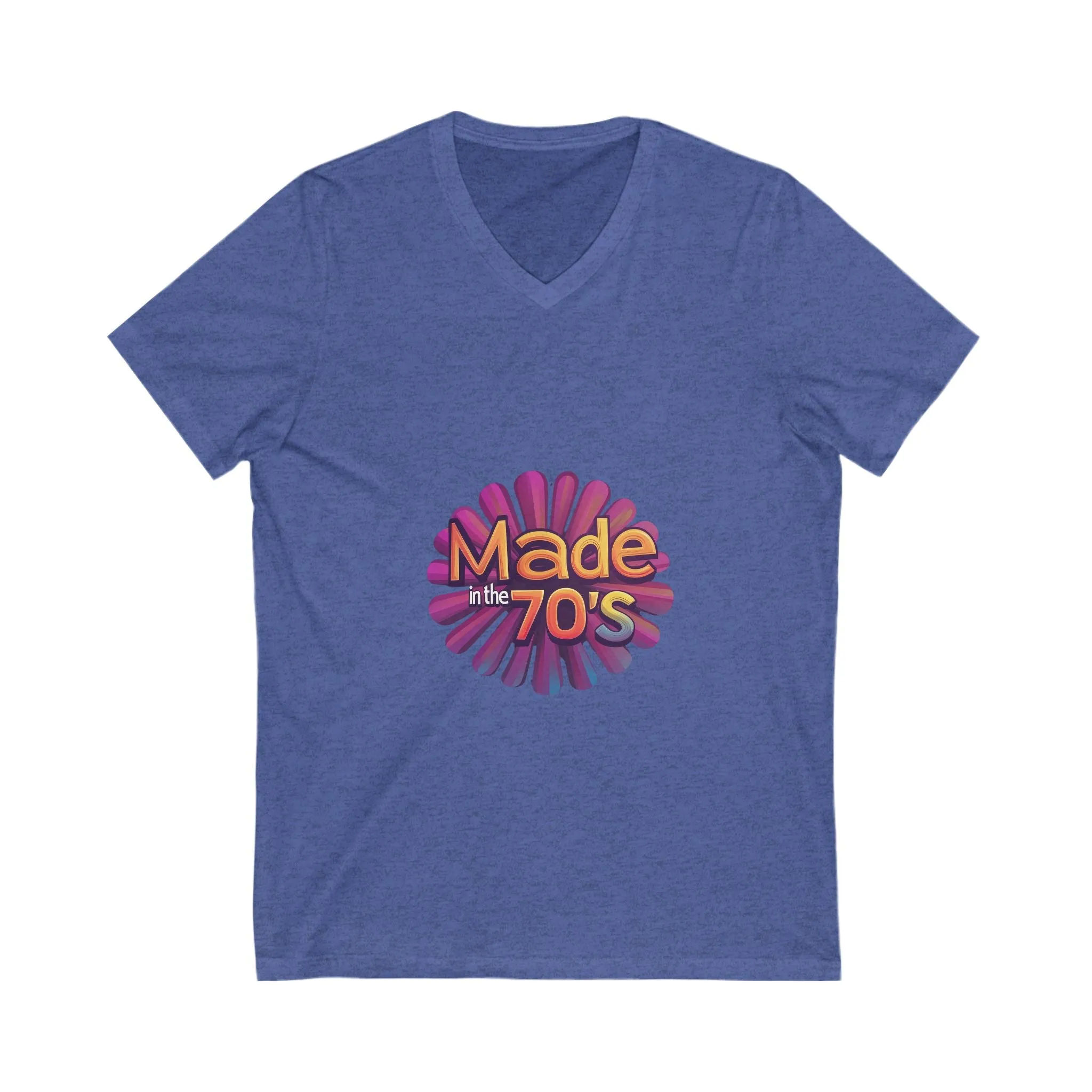 Made in the 70's Retro V-Neck T-Shirt | Vintage Sunburst Design | Retro Birthday Gift