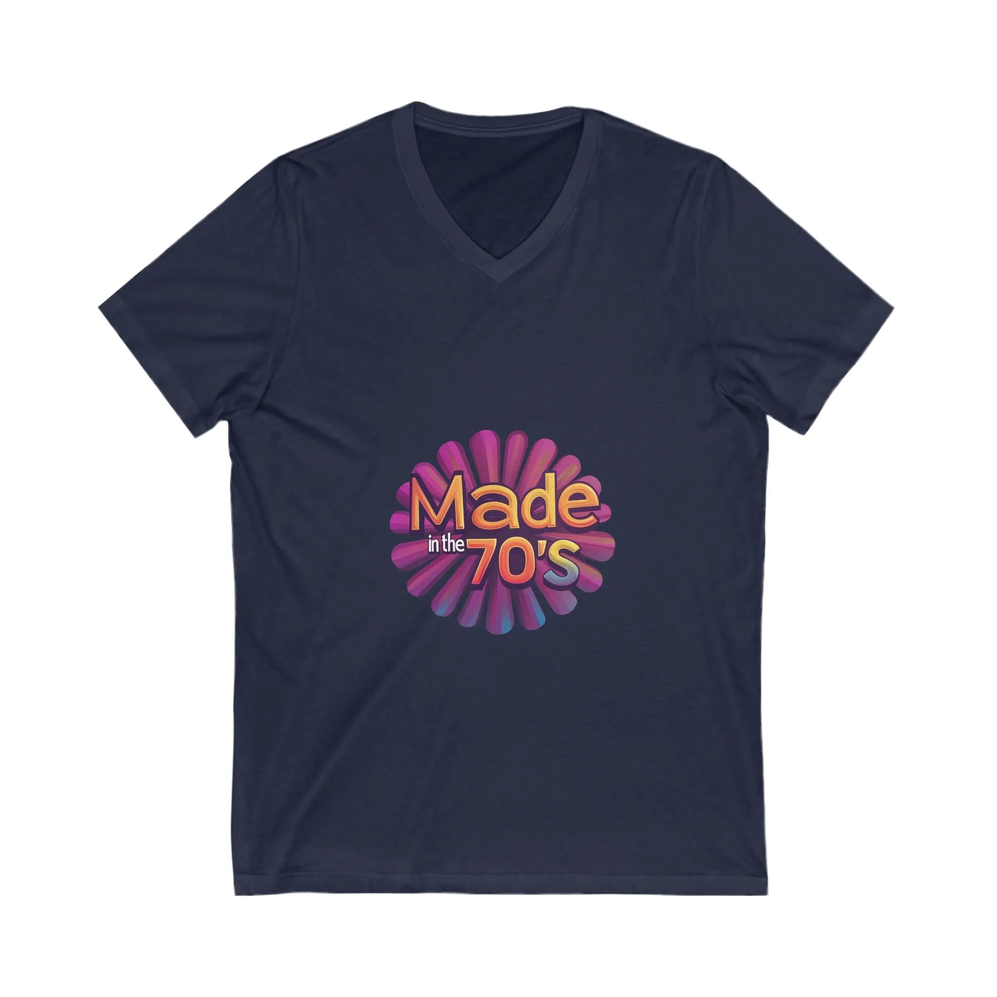 Made in the 70's Retro V-Neck T-Shirt | Vintage Sunburst Design | Retro Birthday Gift
