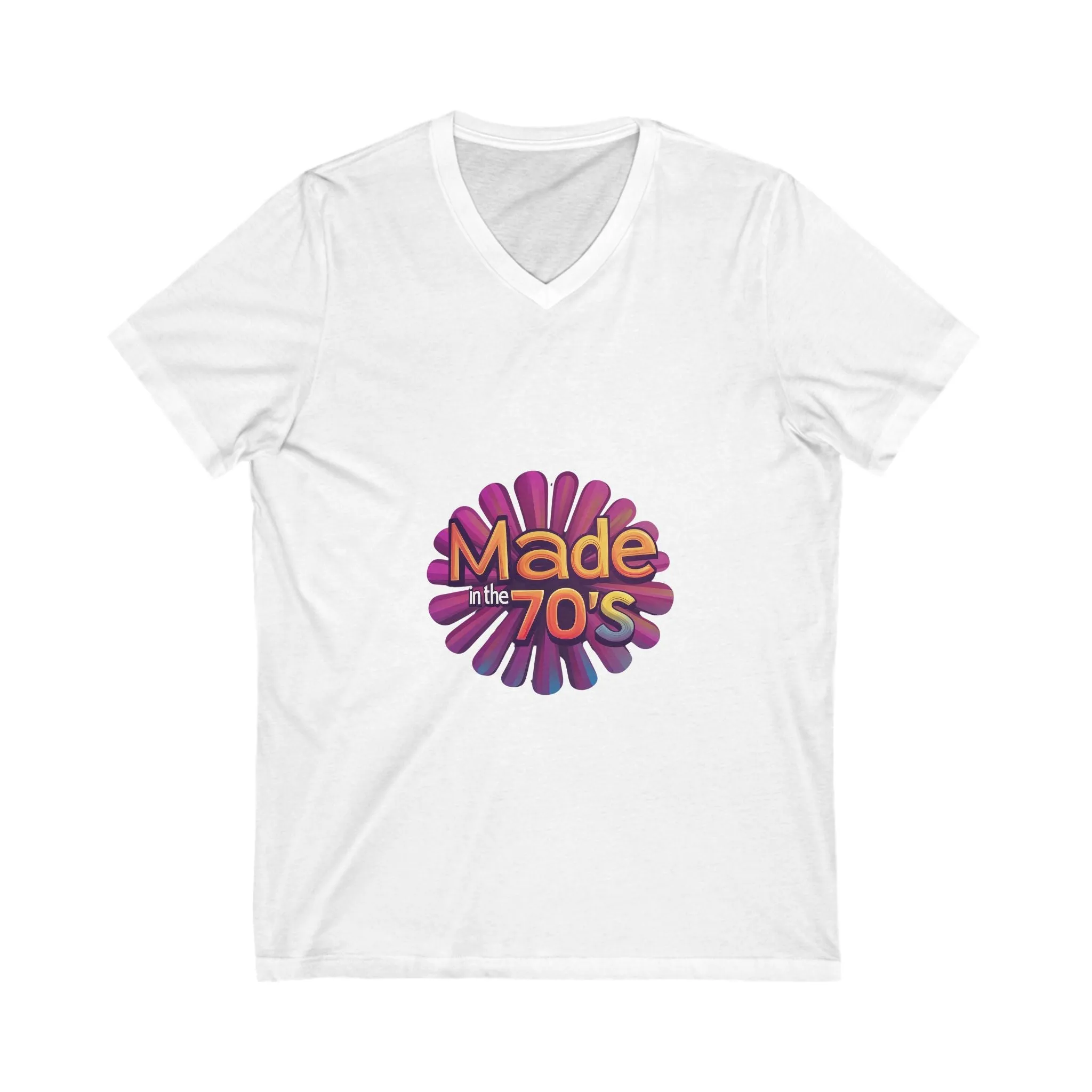 Made in the 70's Retro V-Neck T-Shirt | Vintage Sunburst Design | Retro Birthday Gift