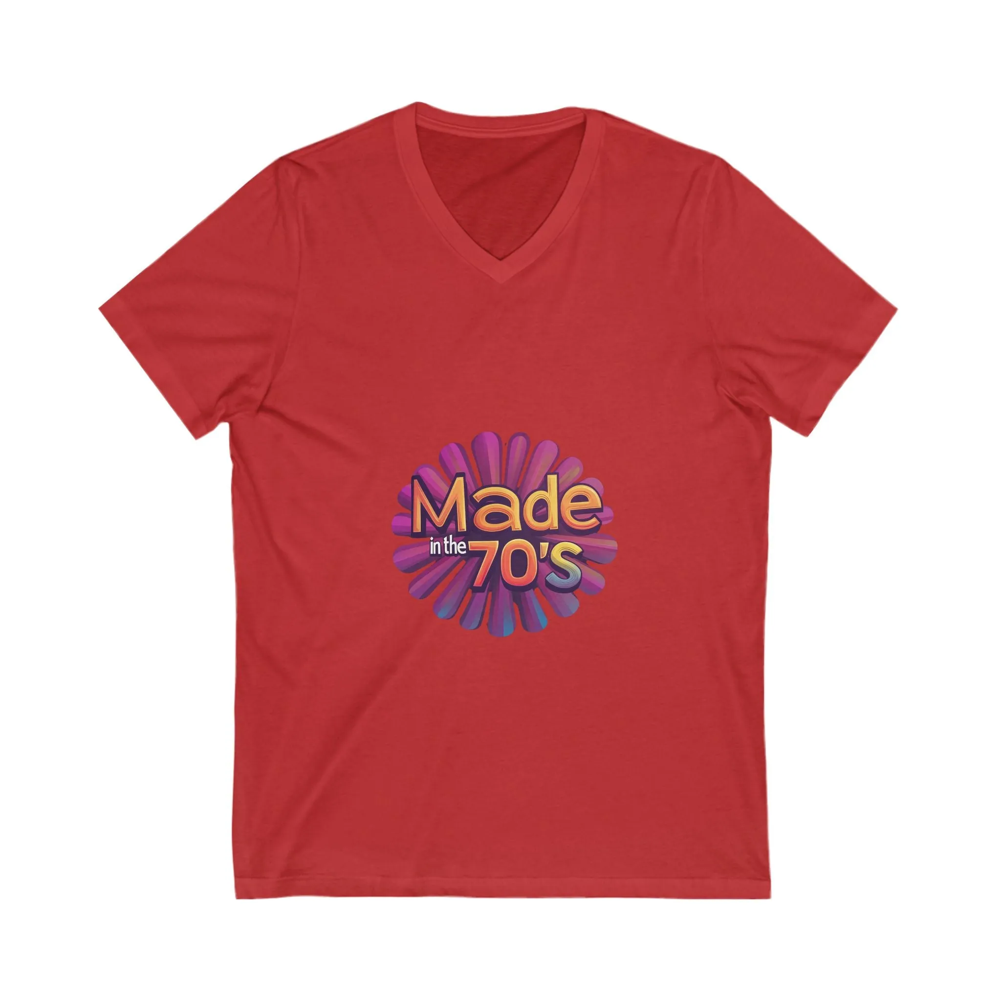 Made in the 70's Retro V-Neck T-Shirt | Vintage Sunburst Design | Retro Birthday Gift