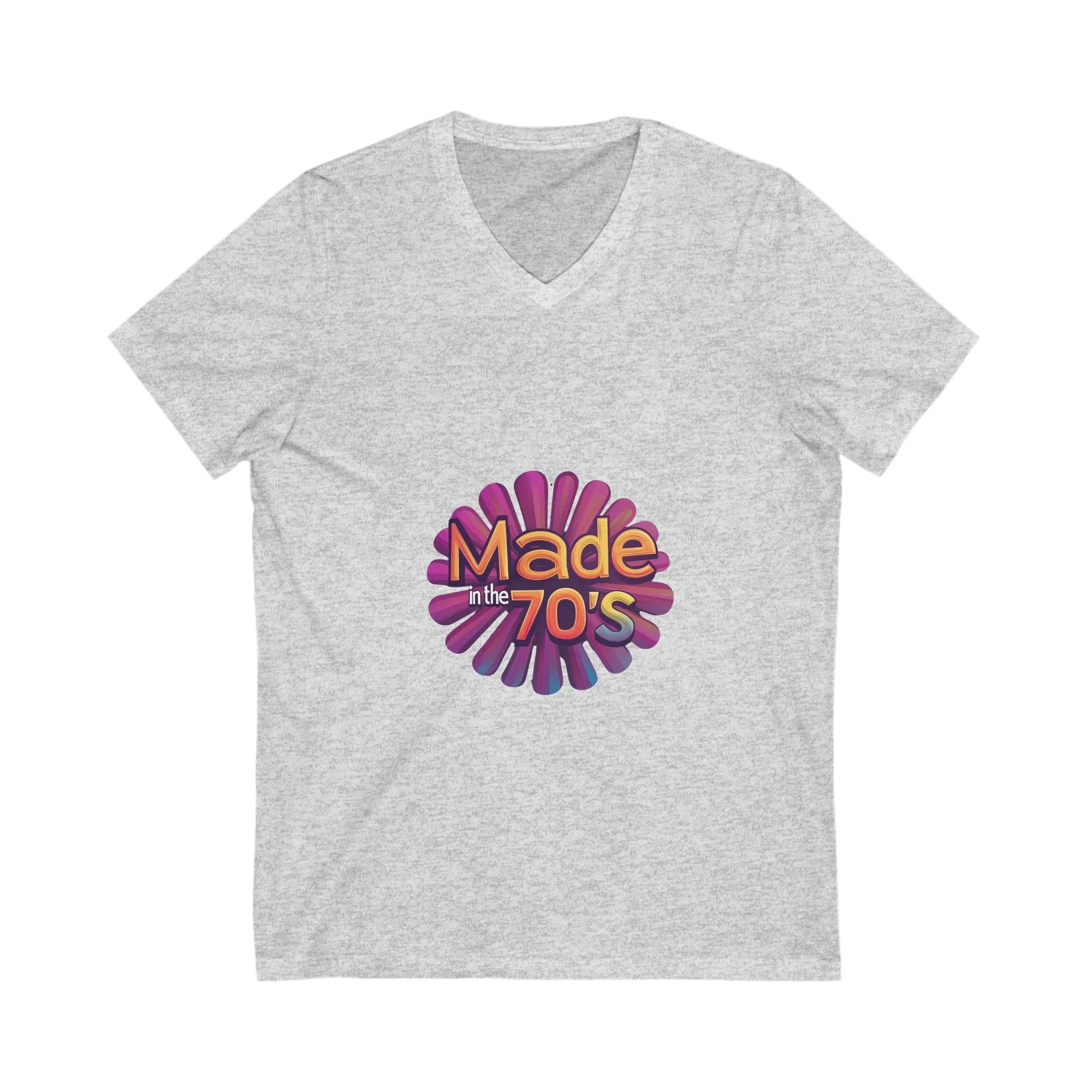 Made in the 70's Retro V-Neck T-Shirt | Vintage Sunburst Design | Retro Birthday Gift