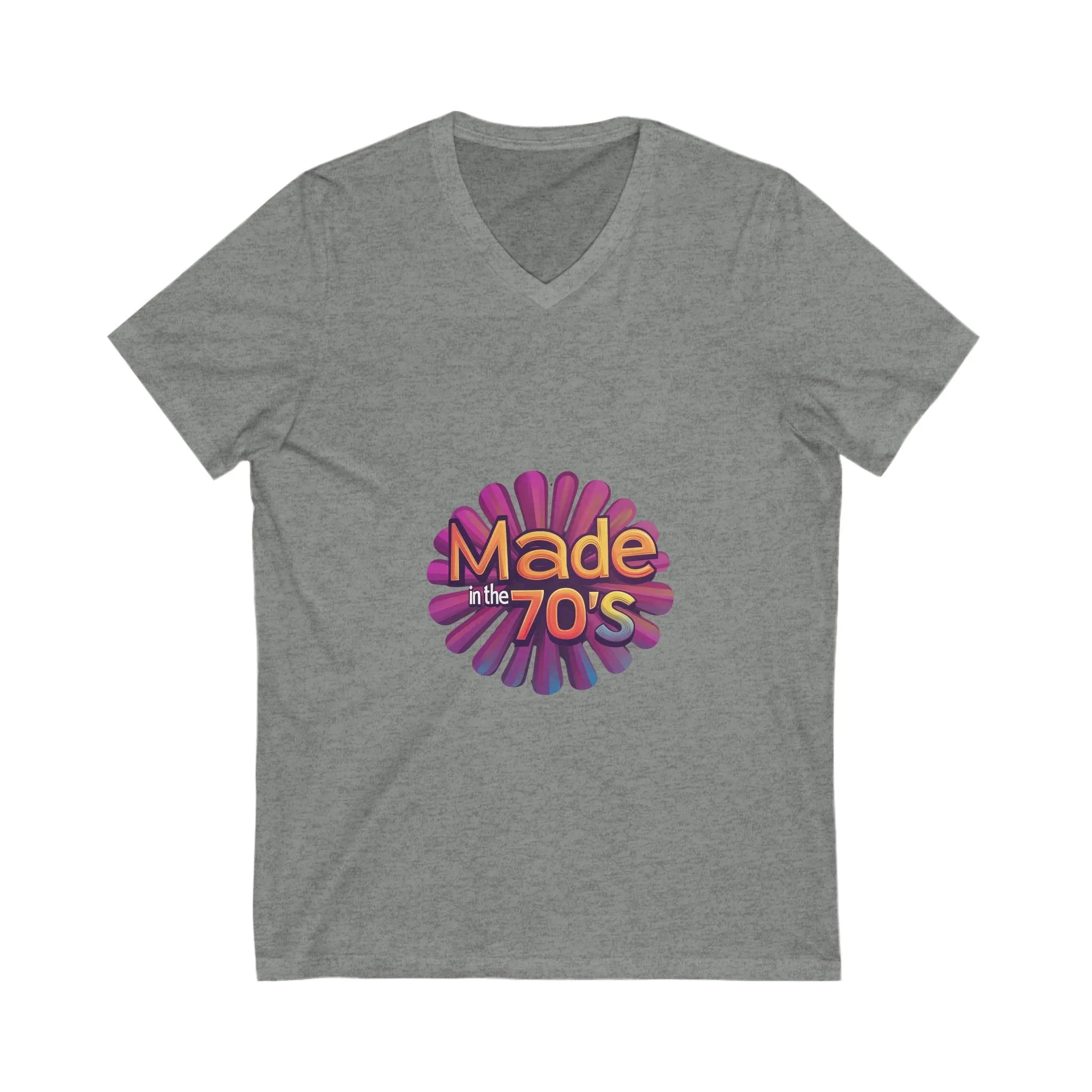 Made in the 70's Retro V-Neck T-Shirt | Vintage Sunburst Design | Retro Birthday Gift