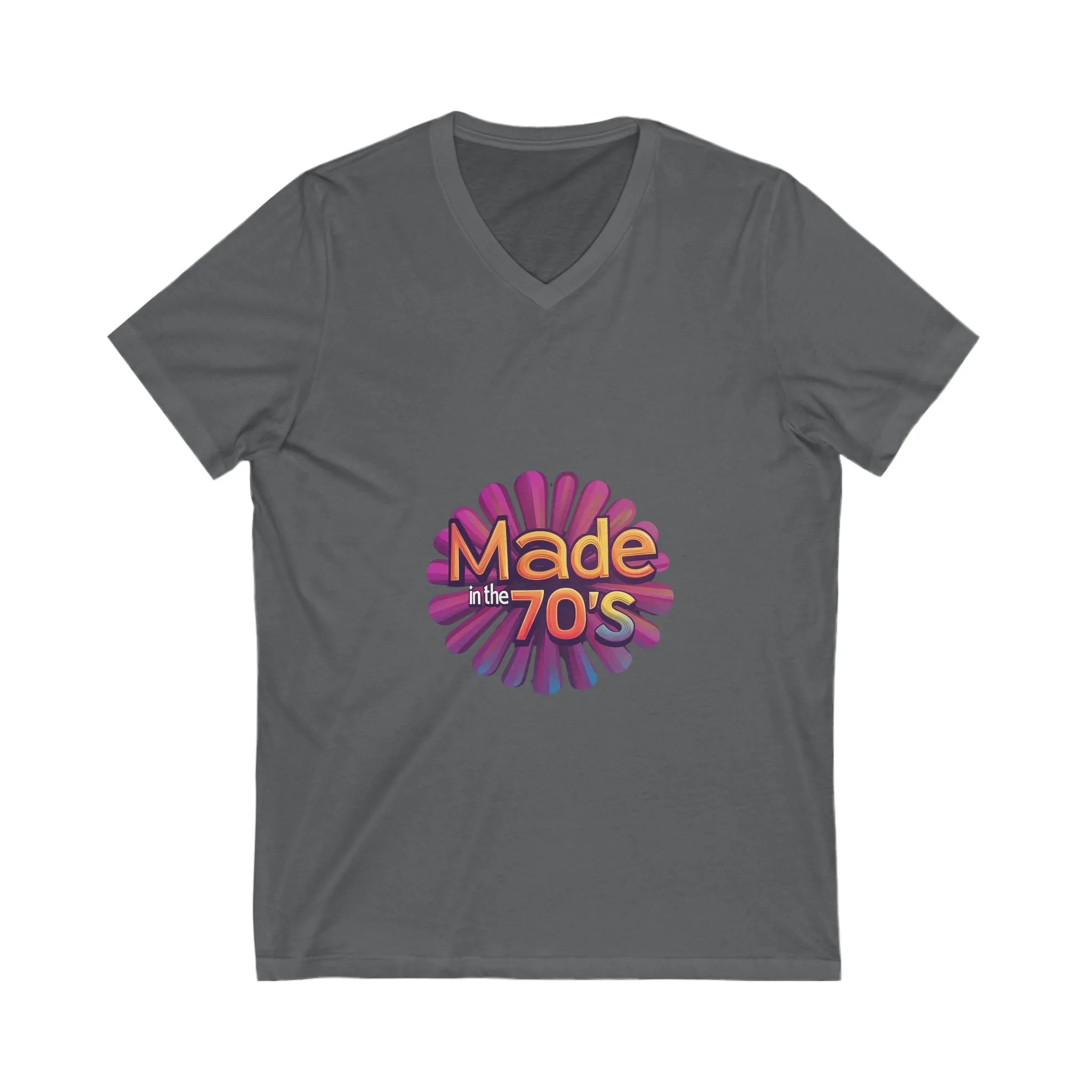 Made in the 70's Retro V-Neck T-Shirt | Vintage Sunburst Design | Retro Birthday Gift
