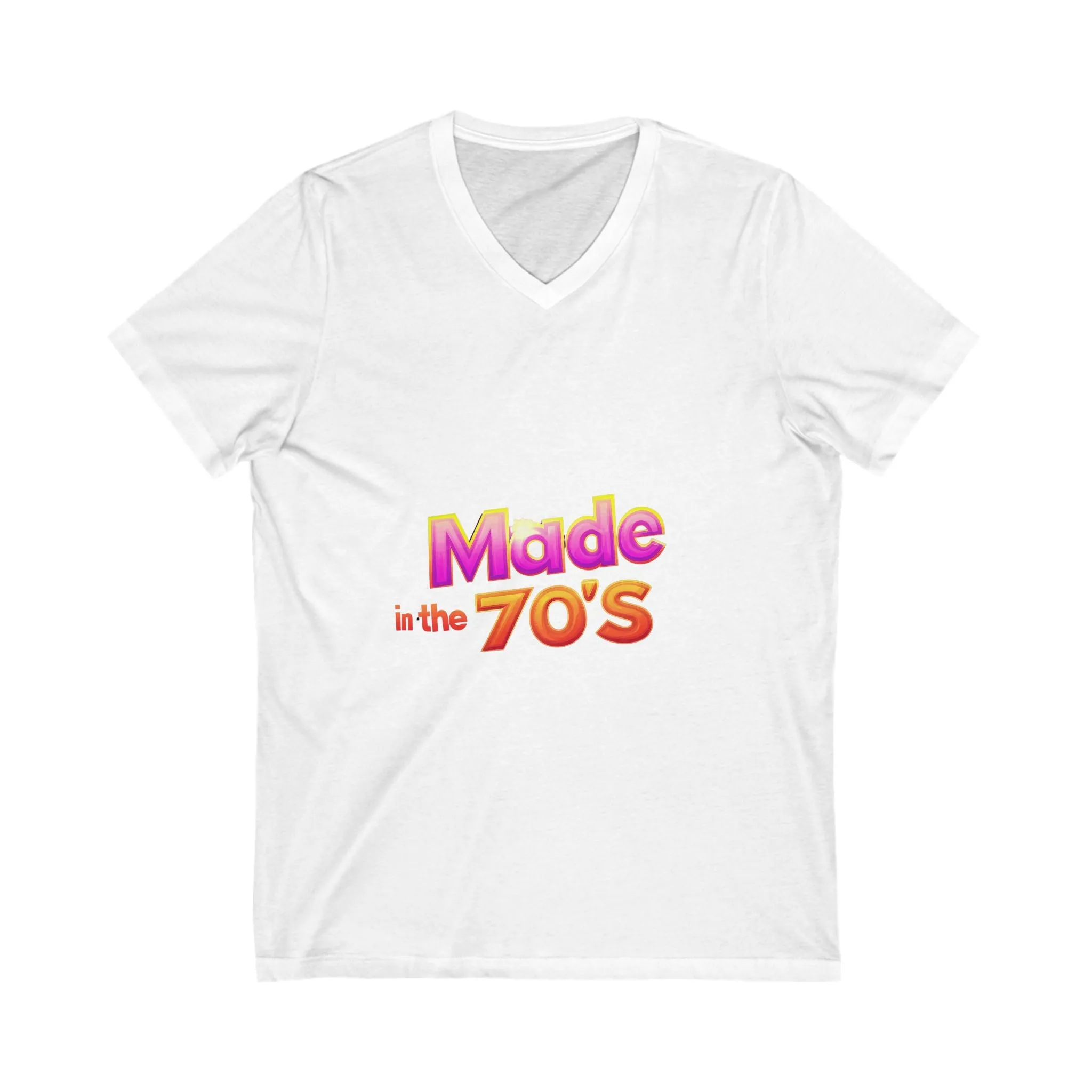 Made in the 70's V-Neck T-Shirt | Retro Metallic Design | Vintage Birthday Gift