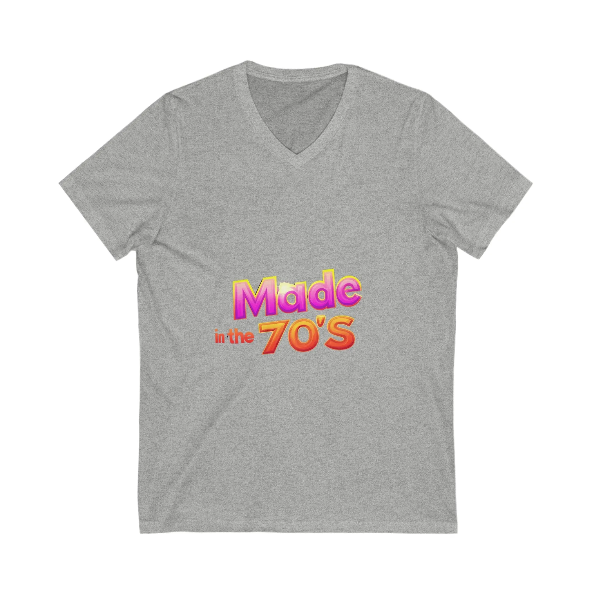 Made in the 70's V-Neck T-Shirt | Retro Metallic Design | Vintage Birthday Gift
