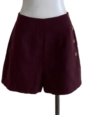 Magenta Plain High Waisted Shorts