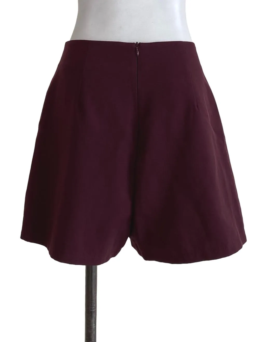 Magenta Plain High Waisted Shorts