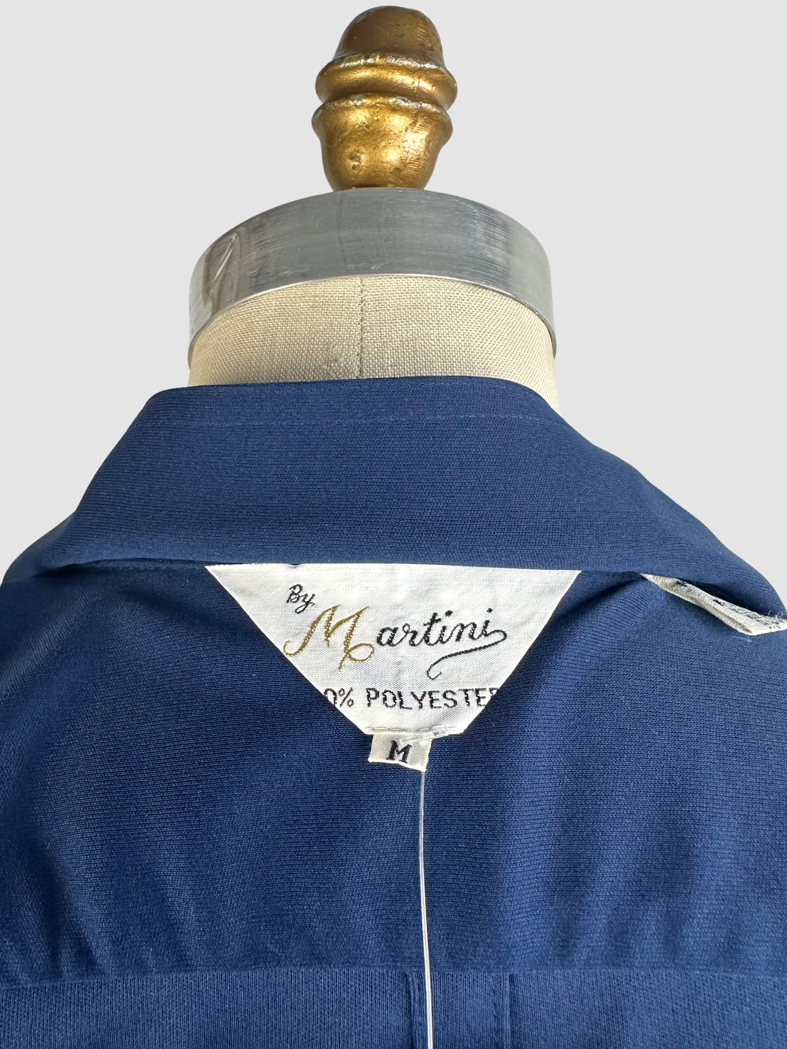 MARTINI 70s Deadstock Blue Polyester Disco Shirt • Medium