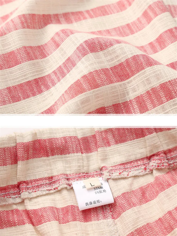 Men Stripe Printed Drawstring Beach Shorts