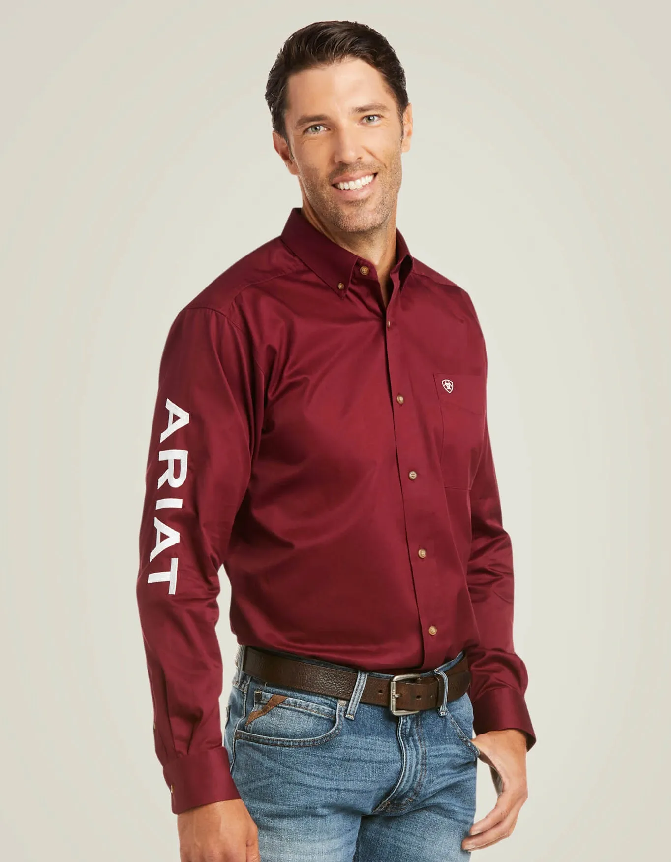 Men’s Ariat Burgundy Letter Fitted Shirt