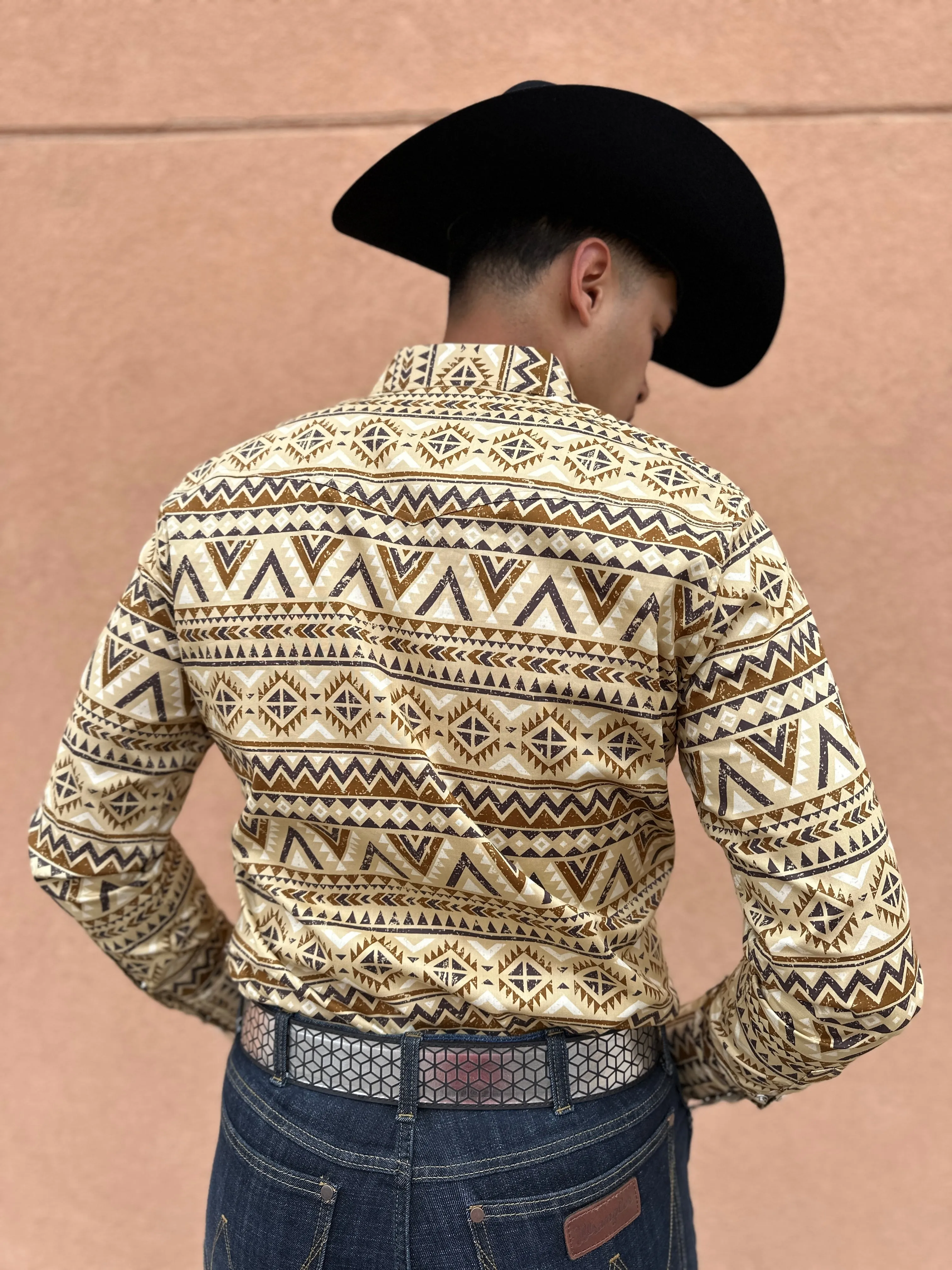 Men’s Brown Aztec Digital Print Shirt