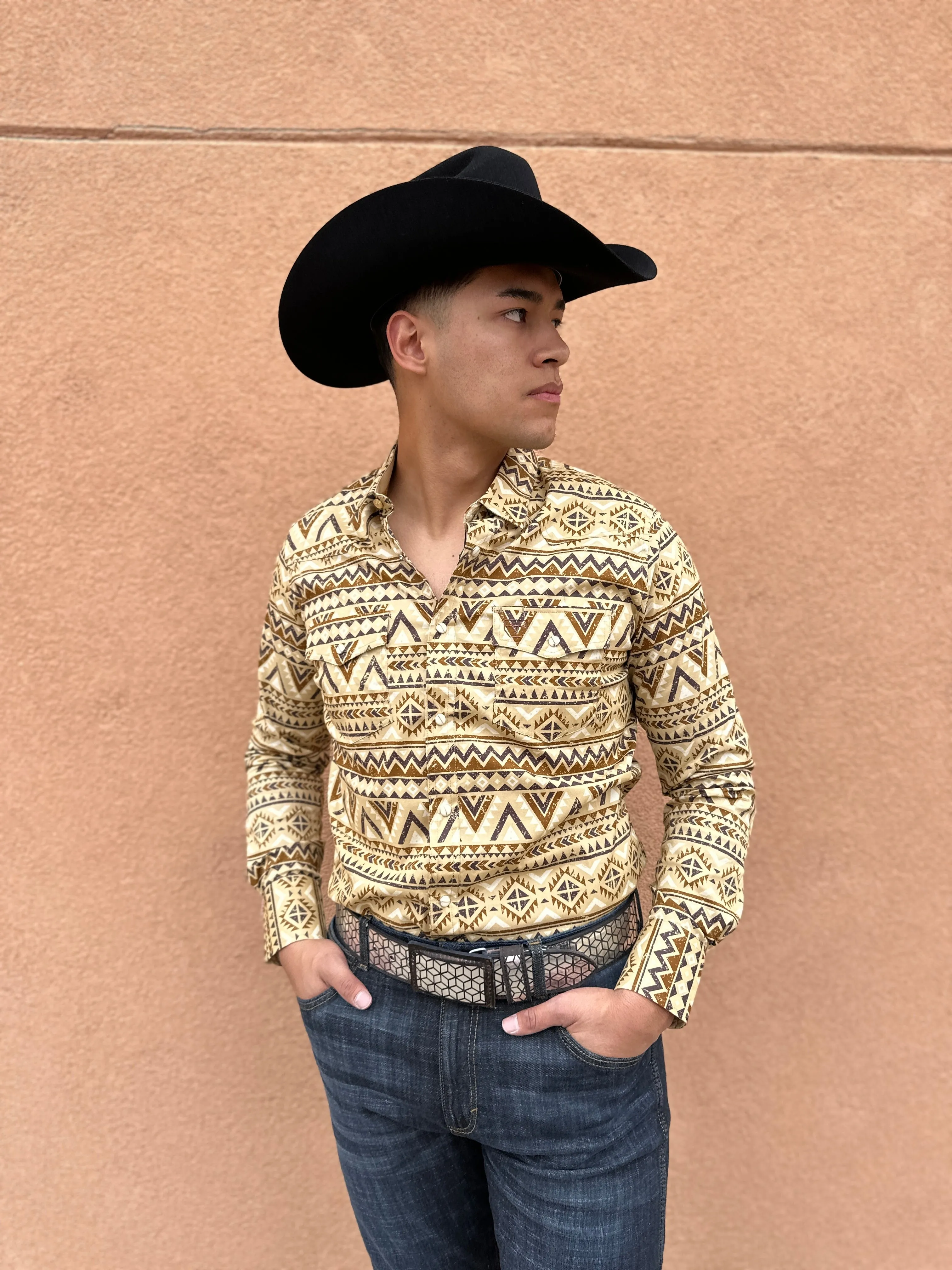 Men’s Brown Aztec Digital Print Shirt
