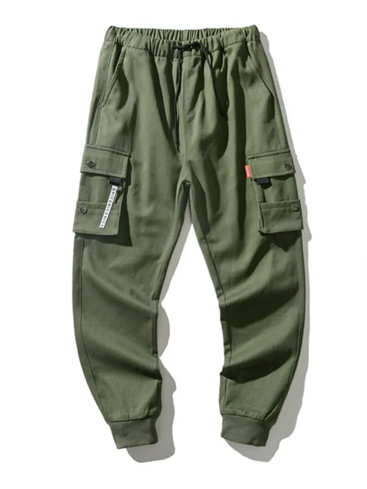 Men's Cool Trendy Multi Pockets Warm Drawstring Cargo Pants