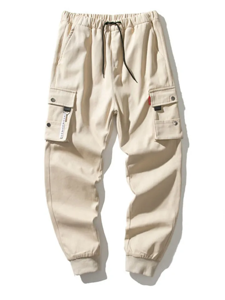 Men's Cool Trendy Multi Pockets Warm Drawstring Cargo Pants