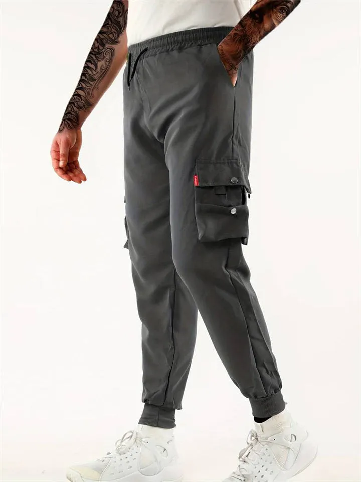 Men's Cool Trendy Multi Pockets Warm Drawstring Cargo Pants