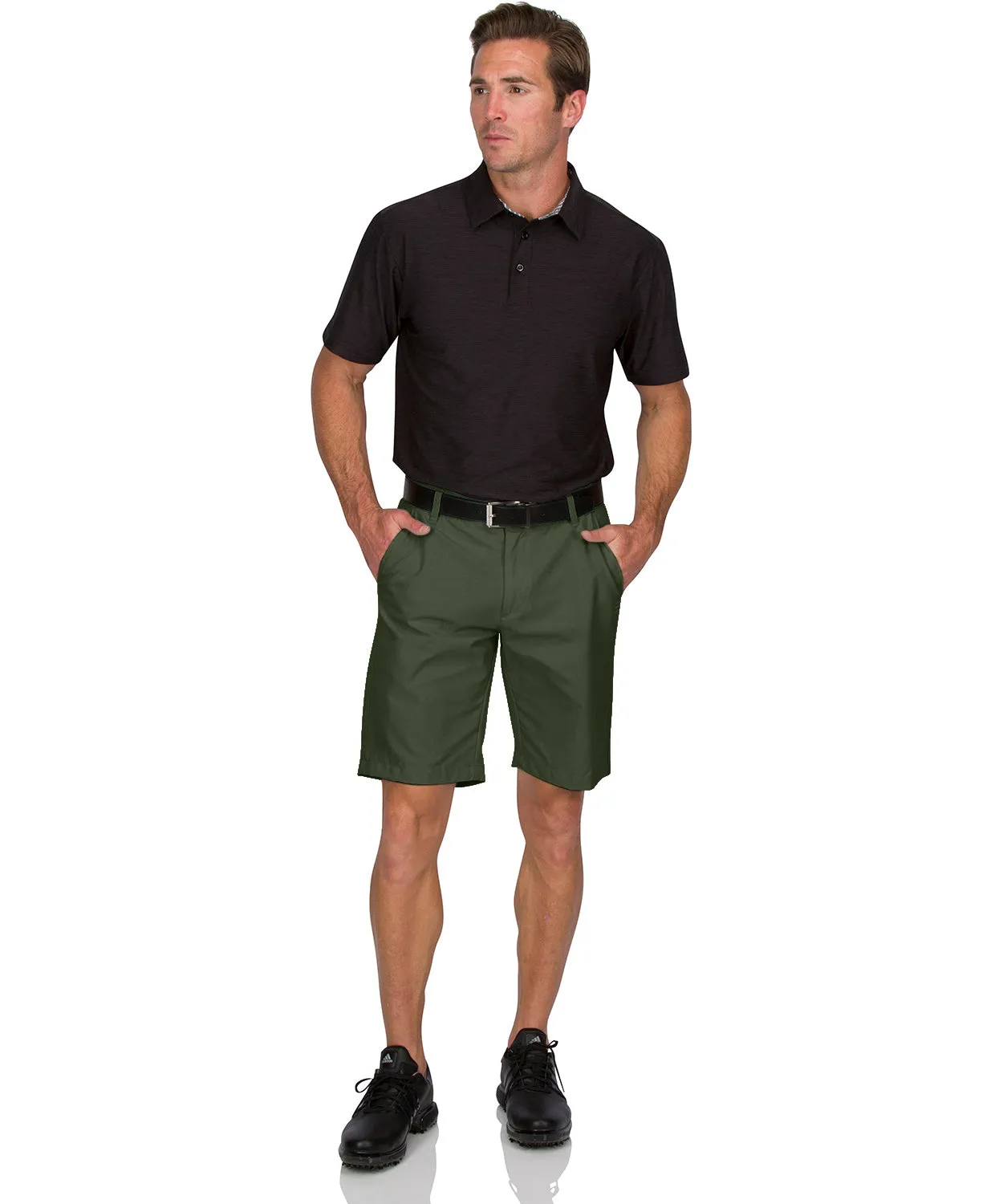 Mens Dry Fit Golf Shorts - Quick Dry Casual Chinos w/Elastic Waist, 10" Inseam