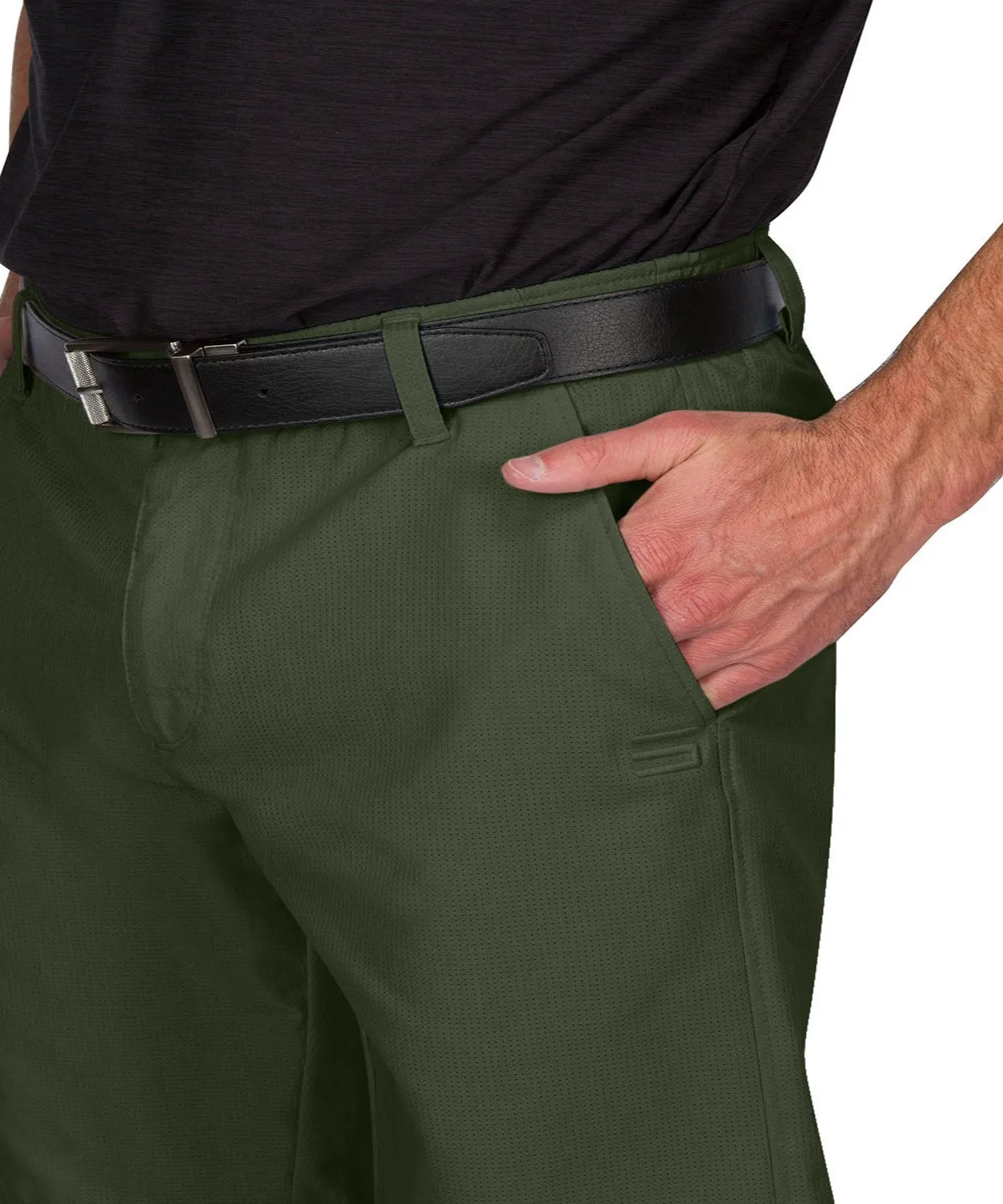Mens Dry Fit Golf Shorts - Quick Dry Casual Chinos w/Elastic Waist, 10" Inseam