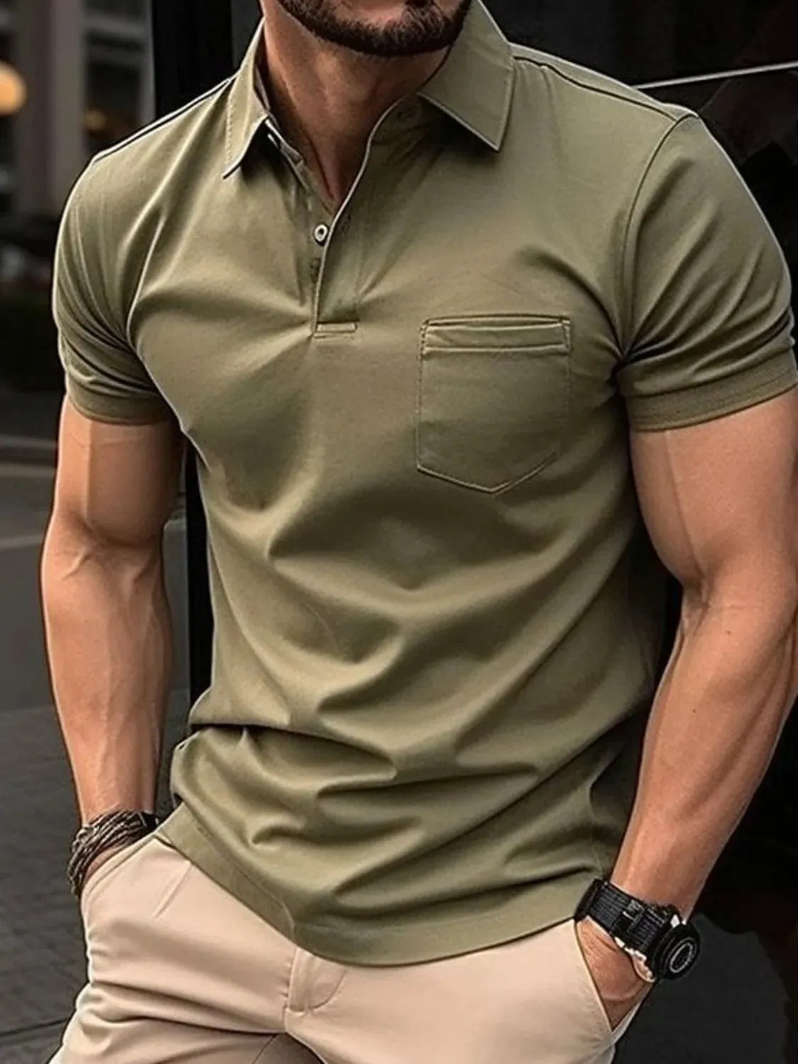 Men's Full Size Collared Neck Short Sleeve Polo Plus Size