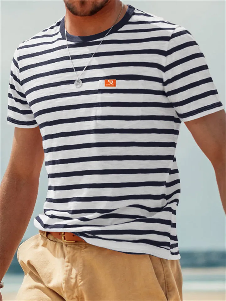 Men's Leisure Round Neck Stripe T-shirts