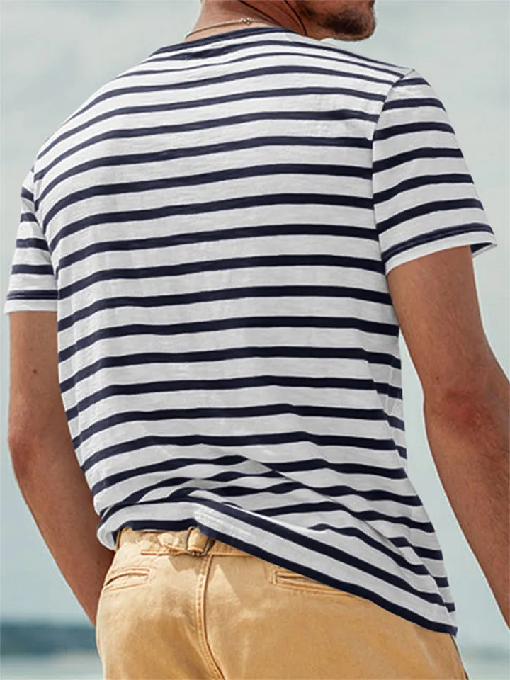 Men's Leisure Round Neck Stripe T-shirts
