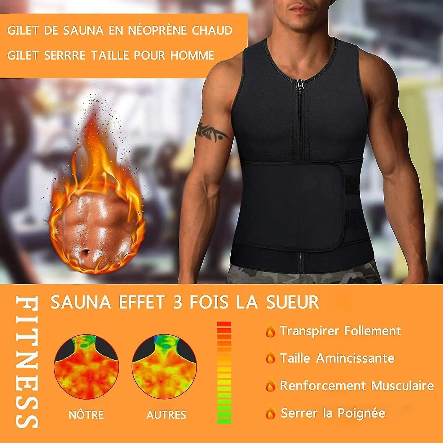 Men's Neoprene Sauna Sweat Vest - Slimming Sweat Belt for Fitness and Sports