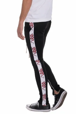 Men's Red Snake Panel Joggers- Black