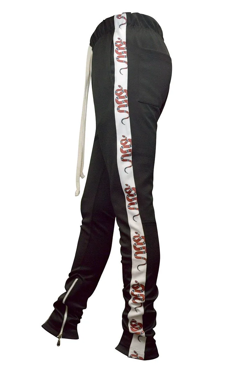 Men's Red Snake Panel Joggers- Black