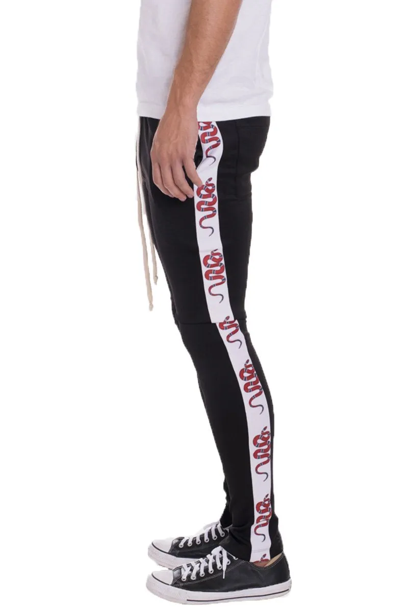 Men's Red Snake Panel Joggers- Black