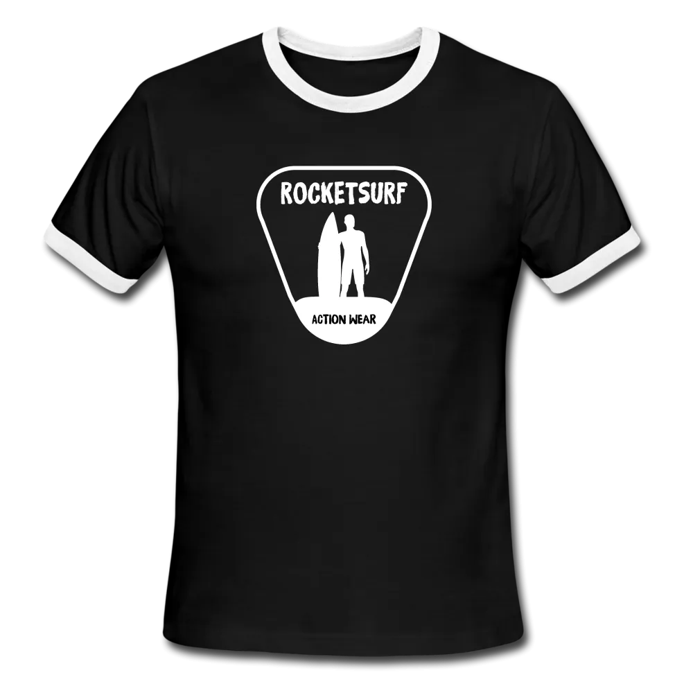 Men's Ringer Surf Dude T-Shirt in Black