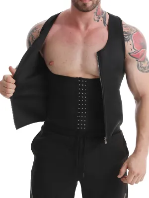 Men's Slim Fit Sweat Vest Tank Top Shirt - Shirts for Sports and Fitness - Zip-Up Body Shaping Workout Apparel for Gym, Running, and Sauna Training with Moisture-Wicking Fabric and Breathable Design