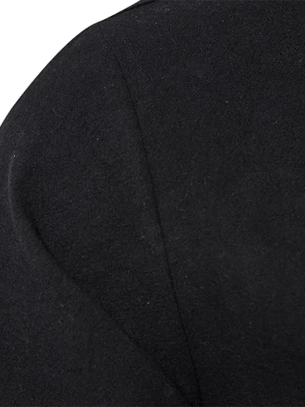 Men's Solid Color Cotton and Linen Button Cardigan Stand Collar Long Sleeve Shirt