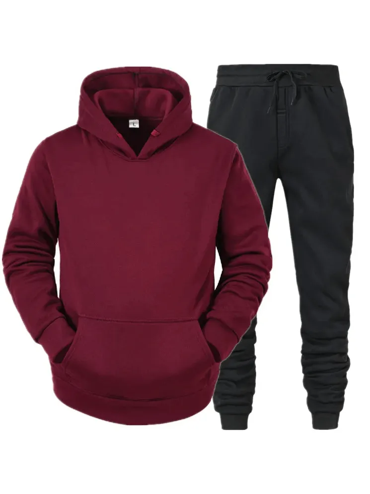 Men's Trendy Fleece Hoodie And Jogger Set - SF2065